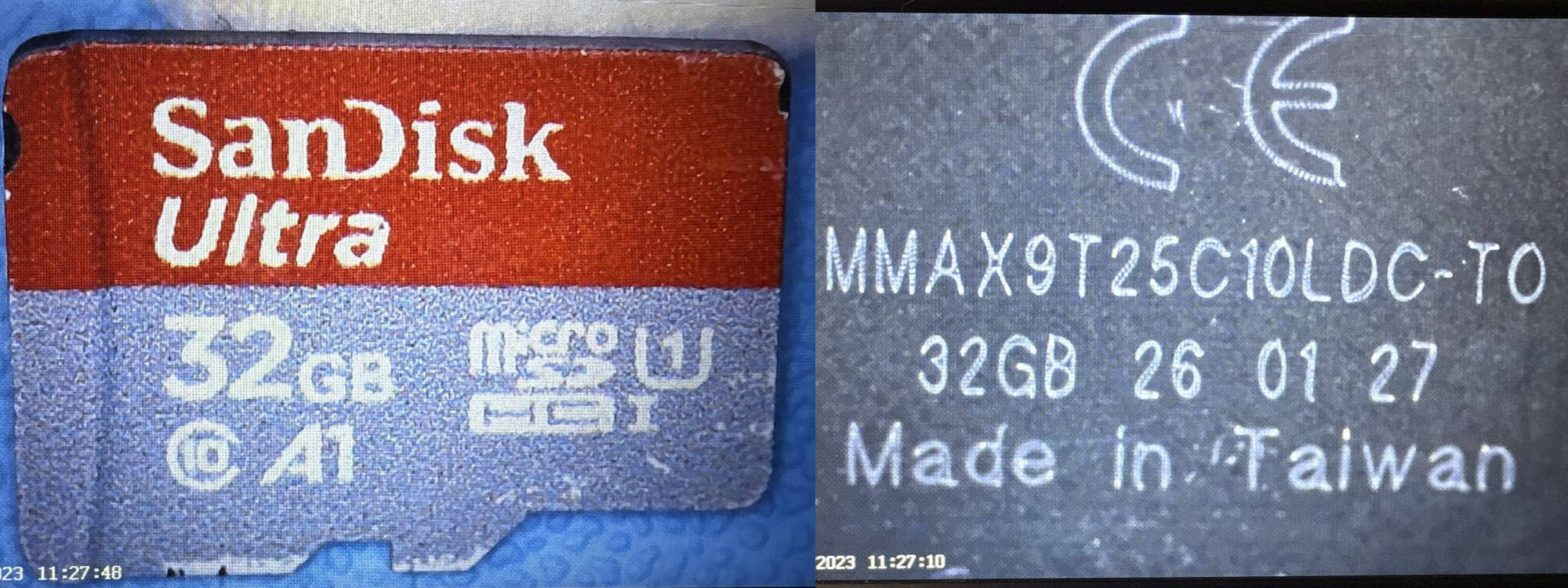microSD card front and back closeup
