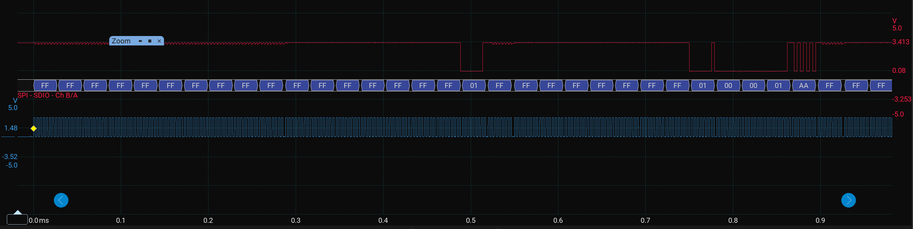Oscilloscope MISO segment 0